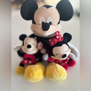Disney Big Mickey Stuff Toy & 2 Minnie & Mickey TY Beanie Babies